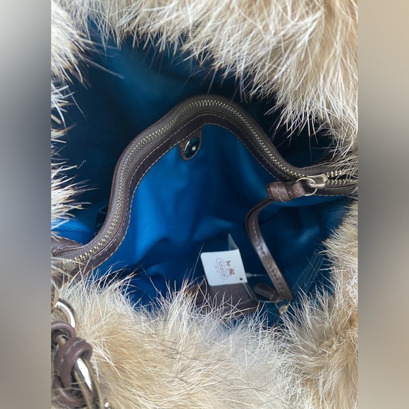 Coach XL Hampton Ski Coyote Fur Quilted Hobo Bag - Picture 15 of 16